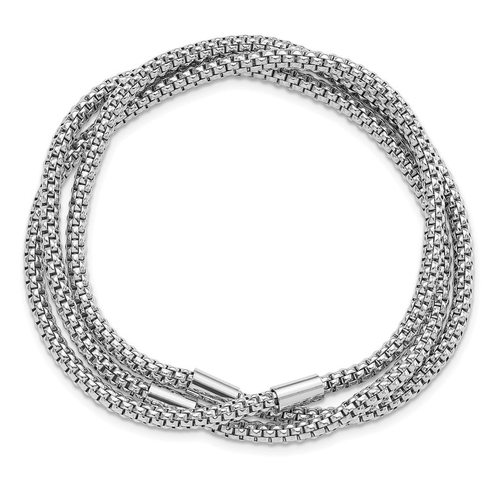 Sterling Silver Rhodium-Plated 3 Intertwined Stretch Mesh Bracelets