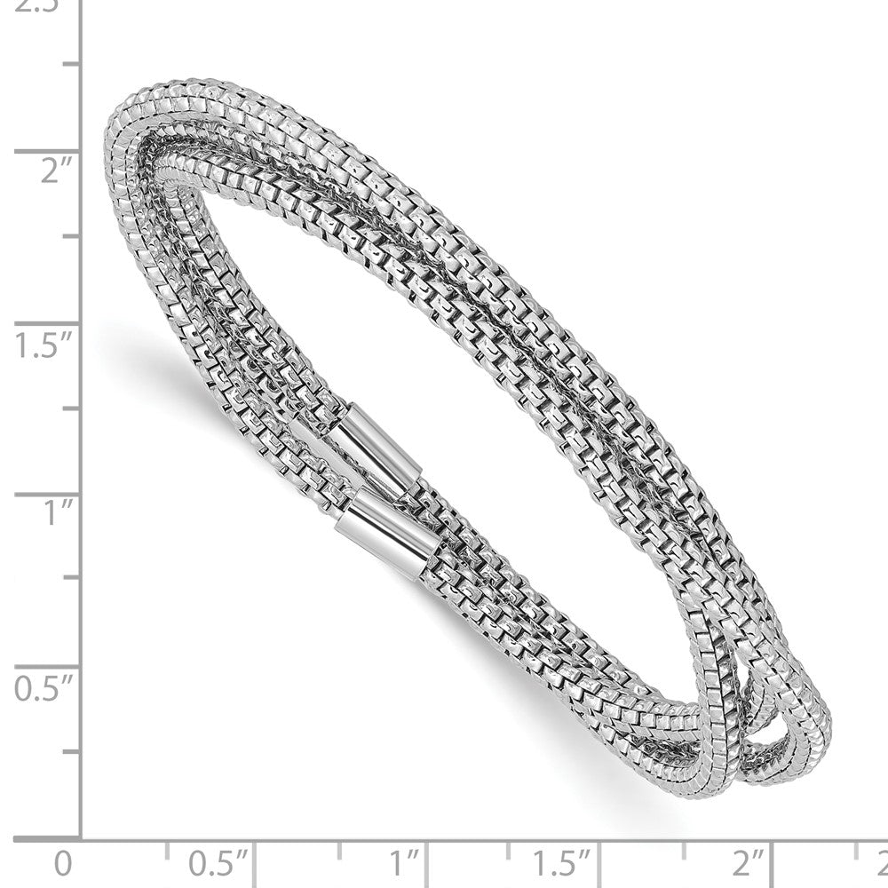 Sterling Silver Rhodium-Plated 3 Intertwined Stretch Mesh Bracelets