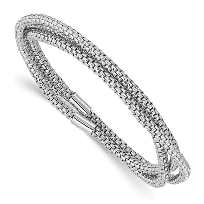 Sterling Silver Rhodium-Plated 3 Intertwined Stretch Mesh Bracelets