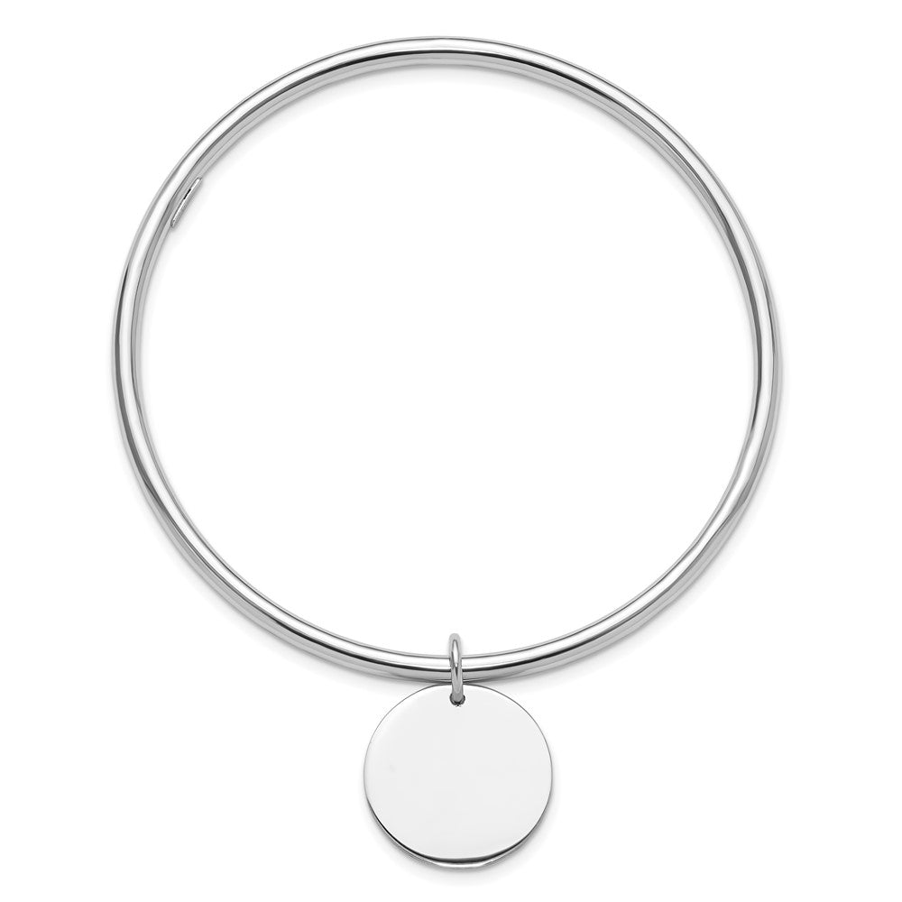 Sterling Silver Rhodium-Plated W/disc Dangle Slip on Bangle