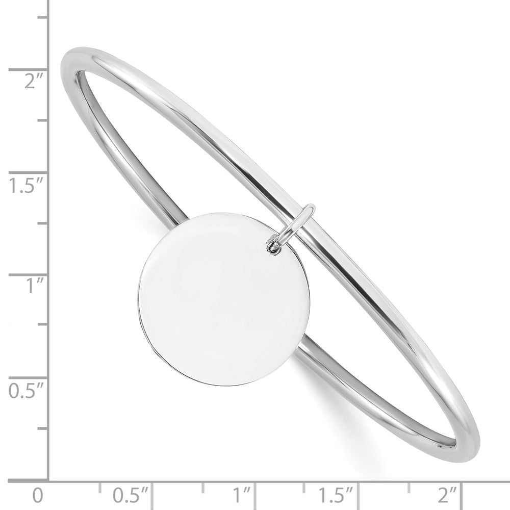 Sterling Silver Rhodium-Plated W/disc Dangle Slip on Bangle