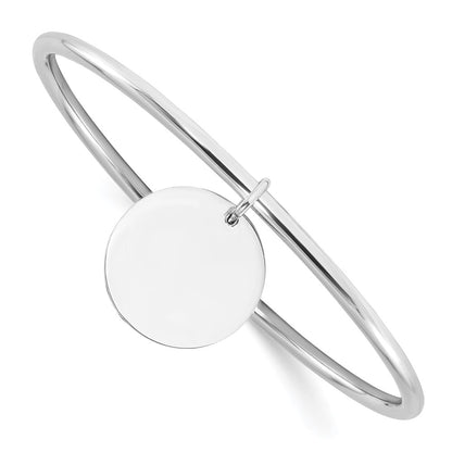 Sterling Silver Rhodium-Plated W/disc Dangle Slip on Bangle