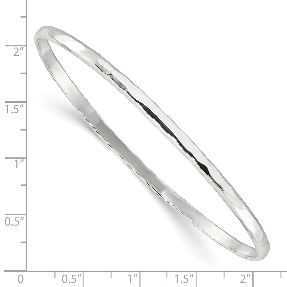 Sterling Silver Polished Faceted Slip-On Bangle Bracelet
