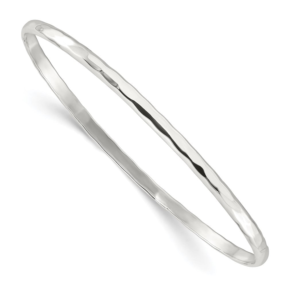 Sterling Silver Polished Faceted Slip-On Bangle Bracelet