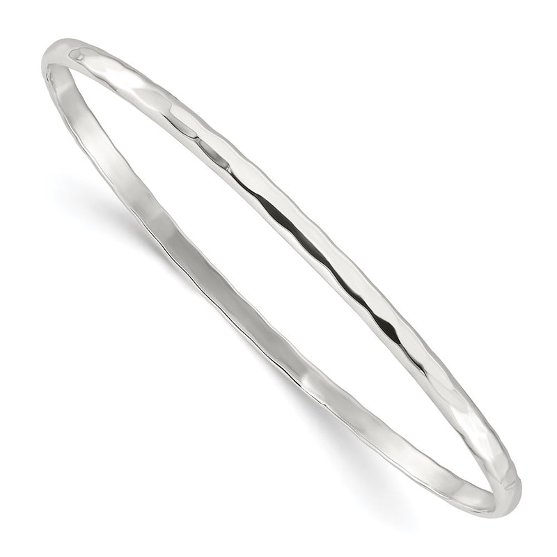 Sterling Silver Polished Faceted Slip-On Bangle Bracelet