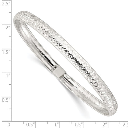 Sterling Silver Polished and D/c Flexible Bangle
