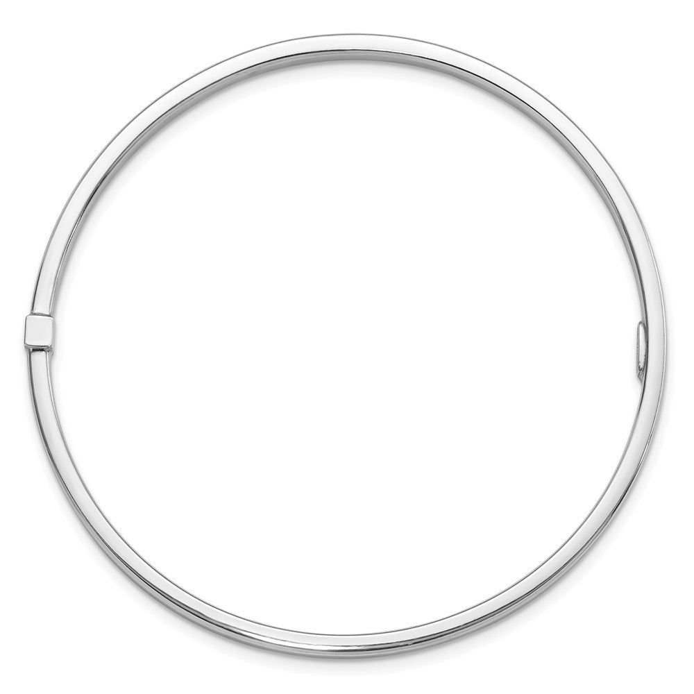 Sterling Silver Rhodium-Plated Square Tube Slip on Bangle