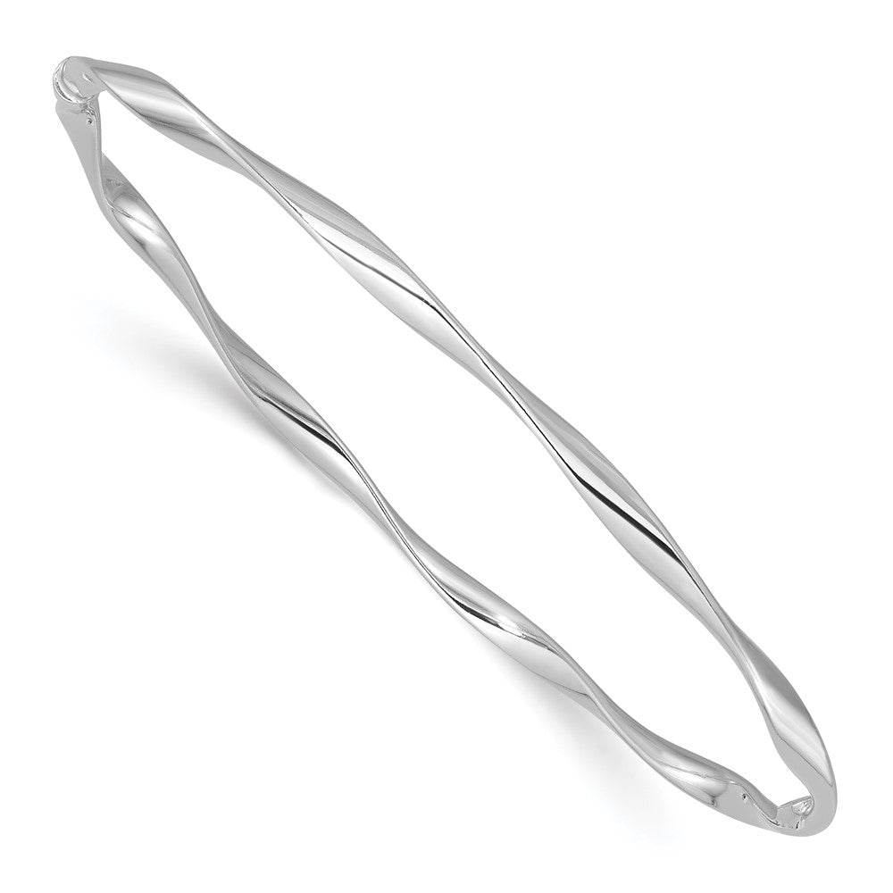 Sterling Silver Rhodium-Plated Polished Twisted Slip on Bangle