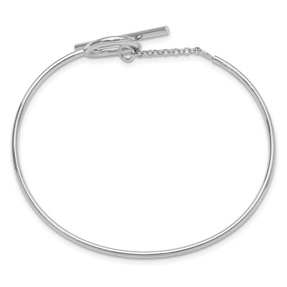Sterling Silver Rhodium-Plated Polished Toggle Clasp Bangle
