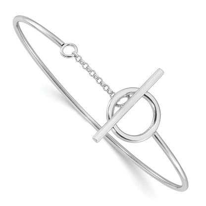 Sterling Silver Rhodium-Plated Polished Toggle Clasp Bangle