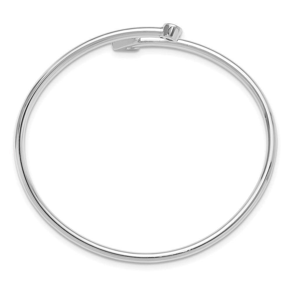 Sterling Silver Rhodium-Plated CZ Arrow Flexible Cuff Bangle Bracelet