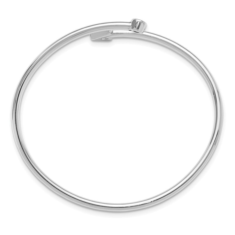 Sterling Silver Rhodium-Plated CZ Arrow Flexible Cuff Bangle Bracelet