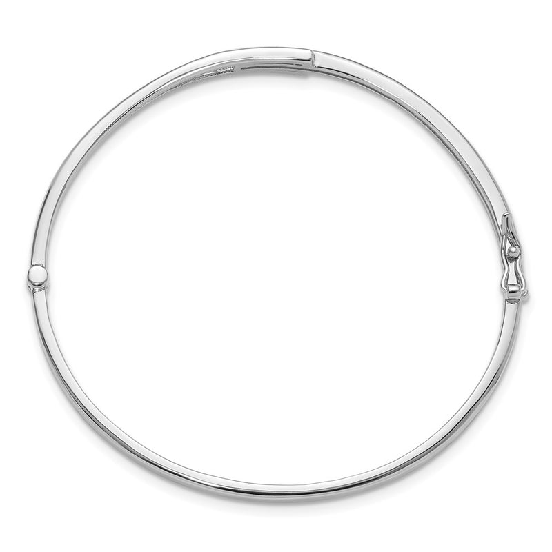 Sterling Silver Rhodium-Plated Polished Fancy CZ Hinged Bangle