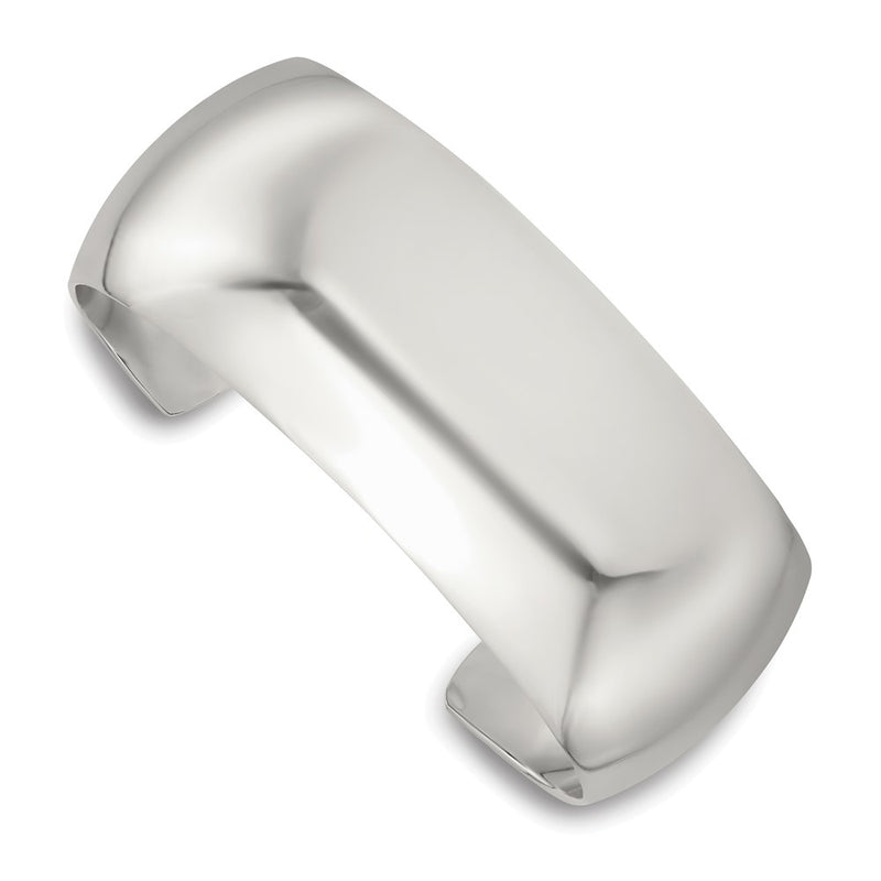 Sterling Silver Polished 25mm Domed Cuff Bangle