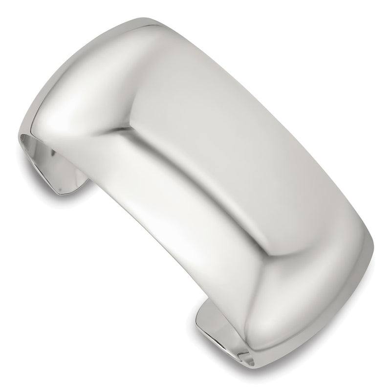 Sterling Silver Polished 30mm Domed Cuff Bangle