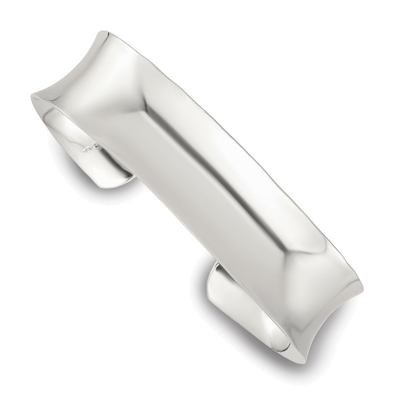Sterling Silver Polished 15mm Concave Cuff Bangle