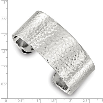 Sterling Silver 25mm Flat Hammered Cuff Bangle