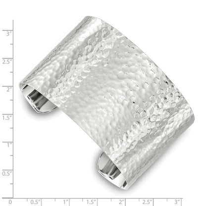 Sterling Silver 40mm Flat Hammered Cuff Bangle