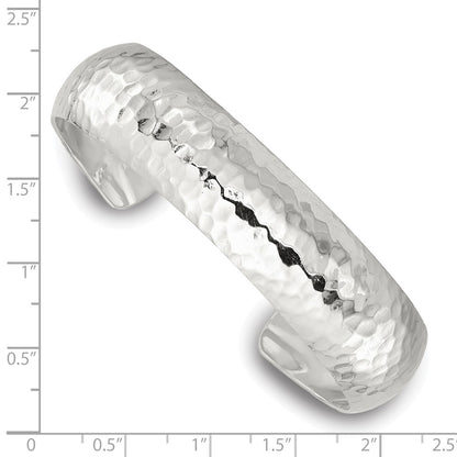 Sterling Silver 15mm Domed Hammered Cuff Bangle