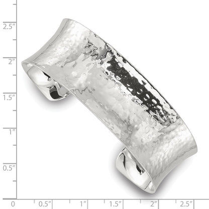 Sterling Silver 20mm Concave Hammered Cuff Bangle