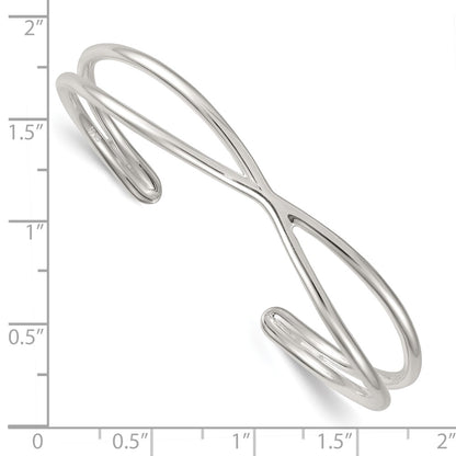 Sterling Silver Polished X Cuff Bangle
