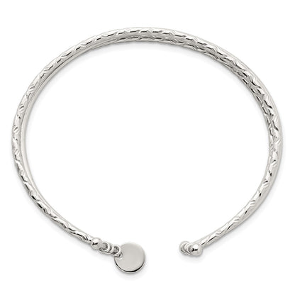 Sterling Silver Polished and Textured 3 Band Cuff Bangle