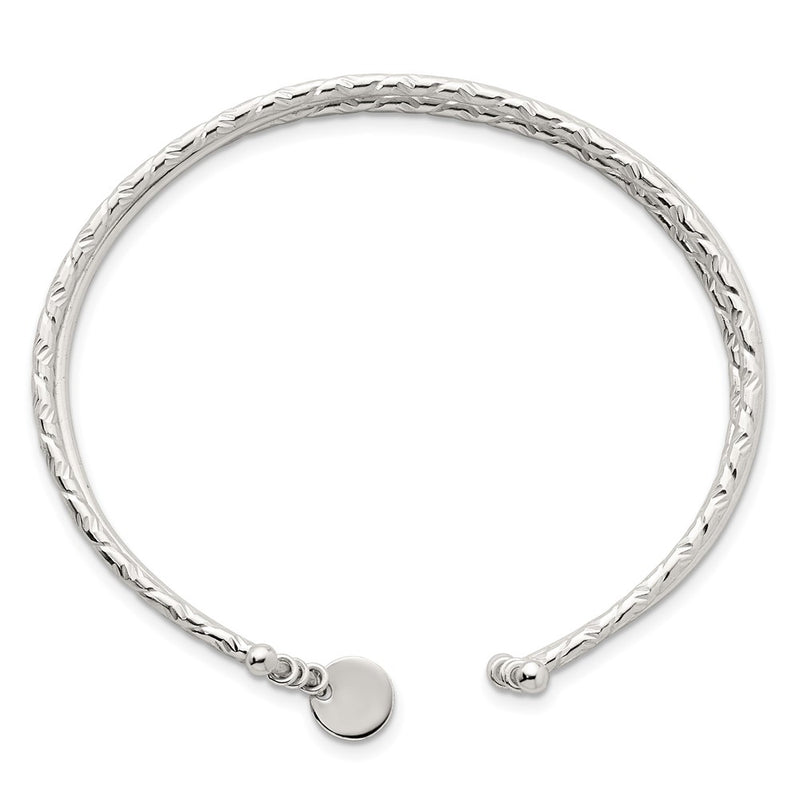Sterling Silver Polished and Textured 3 Band Cuff Bangle