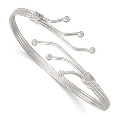Sterling Silver Polished Fancy Cuff Bangle
