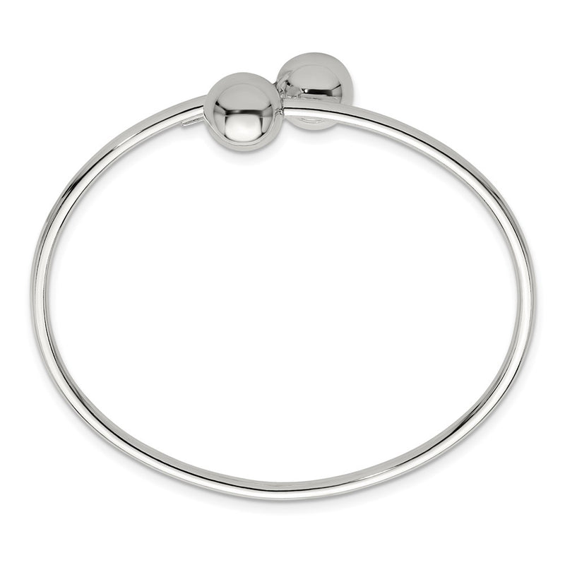 Sterling Silver Polished Ball Flexible Cuff Bangle