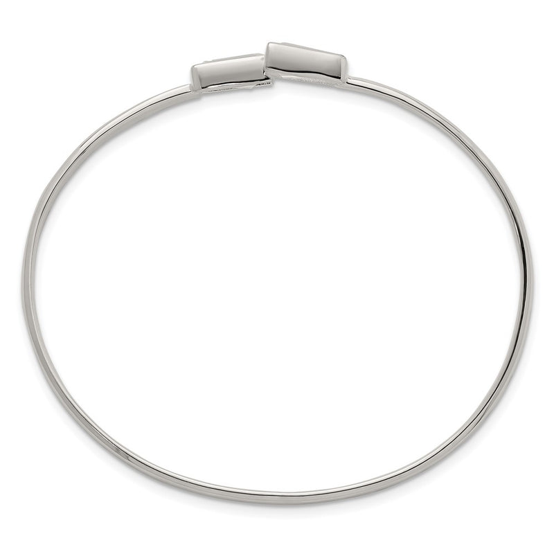 Sterling Silver Polished Tapered Baguette CZ Cuff Bangle