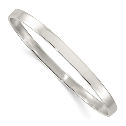 Sterling Silver Polished 5.0mm Flat Slip on Bangle