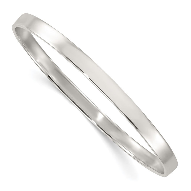 Sterling Silver Polished 5.0mm Flat Slip on Bangle