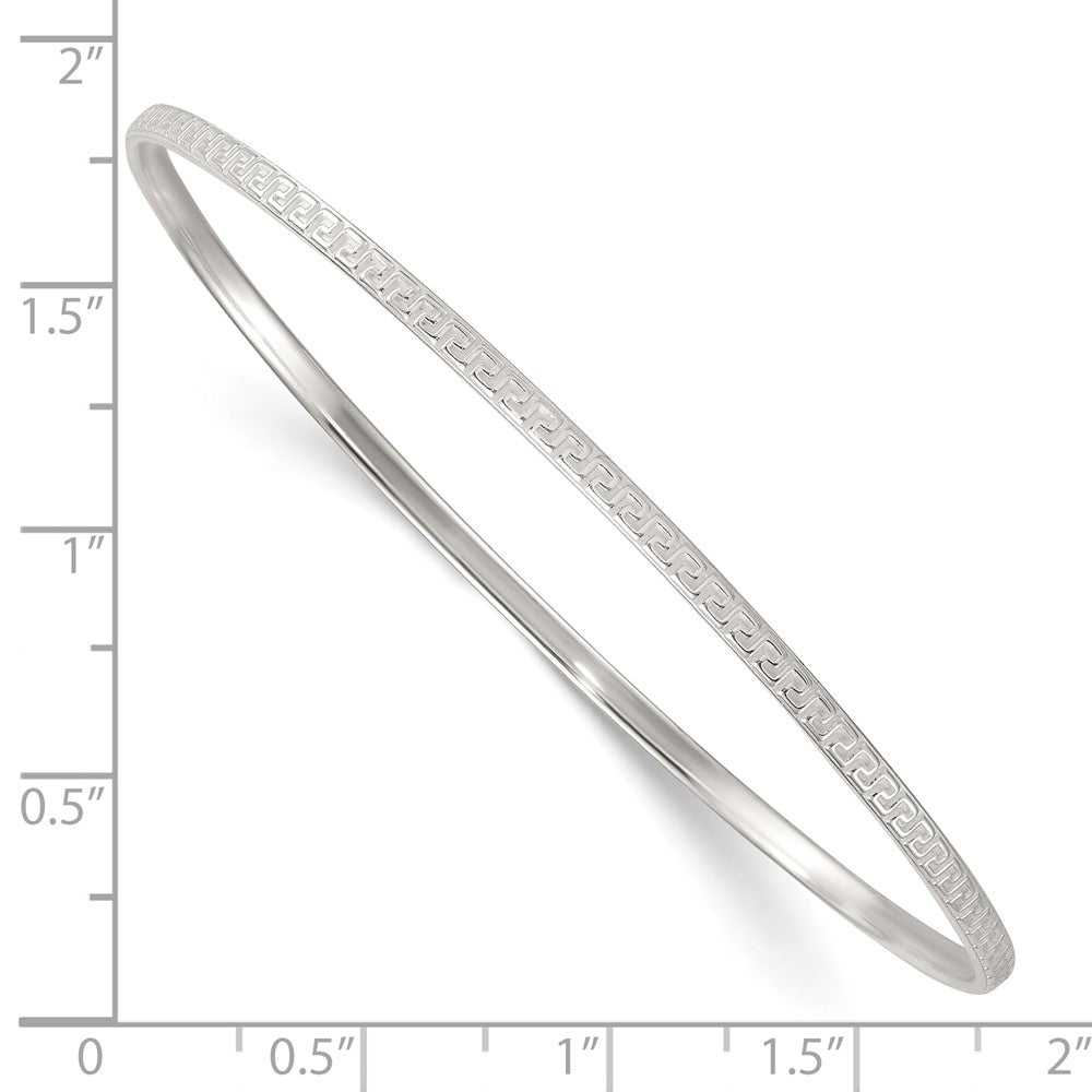 Sterling Silver Polished and Textured Greek Key Slip on Bangle