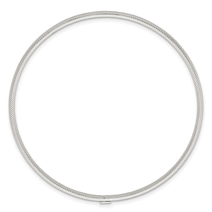 Sterling Silver Polished and Textured 2.0mm Slip on Bangle