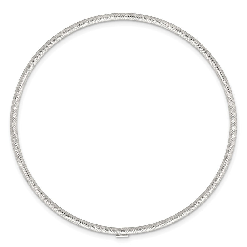 Sterling Silver Polished and Textured 2.0mm Slip on Bangle
