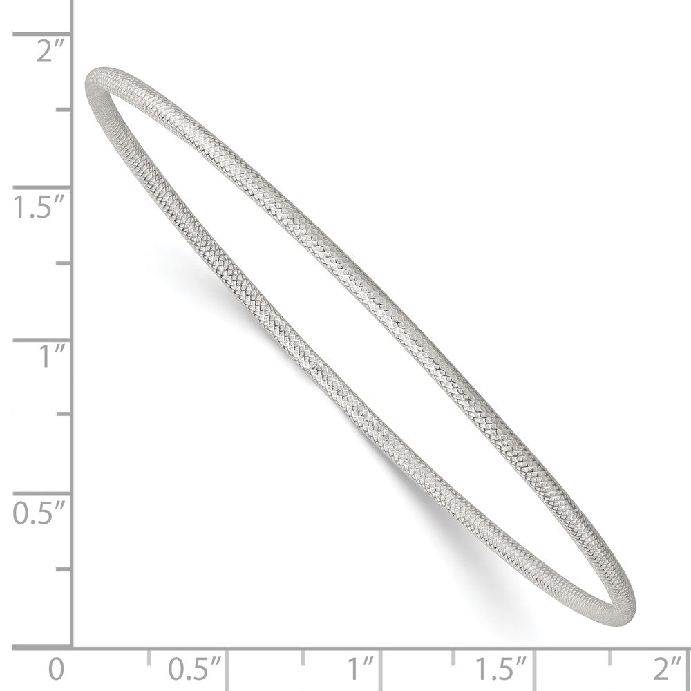 Sterling Silver Polished and Textured 2.0mm Slip on Bangle