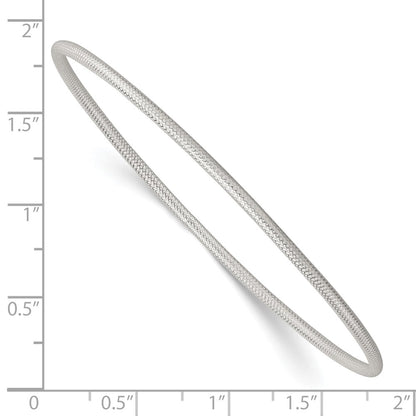 Sterling Silver Polished and Textured 2.0mm Slip on Bangle