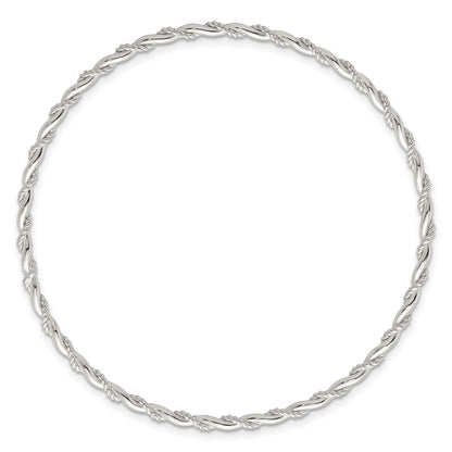 Sterling Silver Polished and Twisted 2.5mm Slip on Bangle