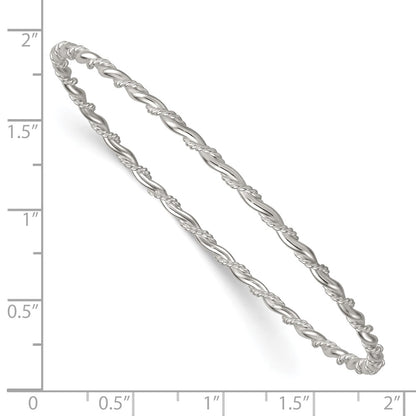 Sterling Silver Polished and Twisted 2.5mm Slip on Bangle