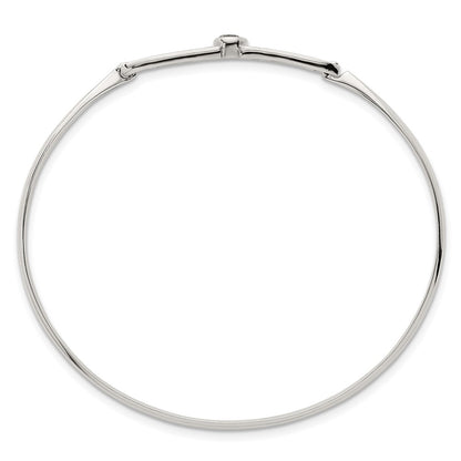 Sterling Silver Polished Fancy CZ Bangle