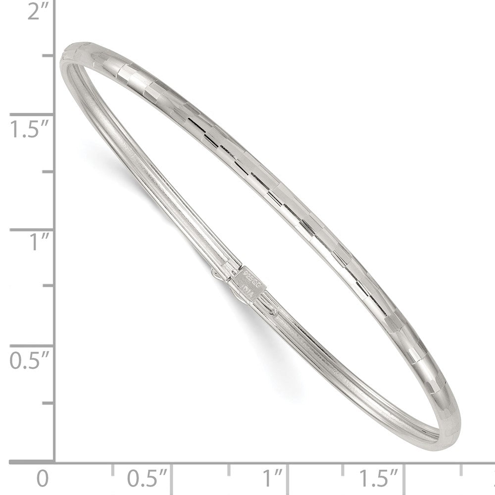 Sterling Silver Polished and Diamond-Cut 3.0mm Flexible Bangle