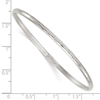 Sterling Silver Polished and Diamond-Cut 3.0mm Flexible Bangle
