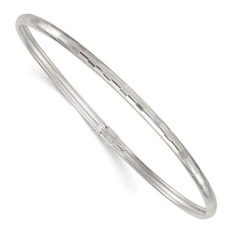 Sterling Silver Polished and Diamond-Cut 3.0mm Flexible Bangle
