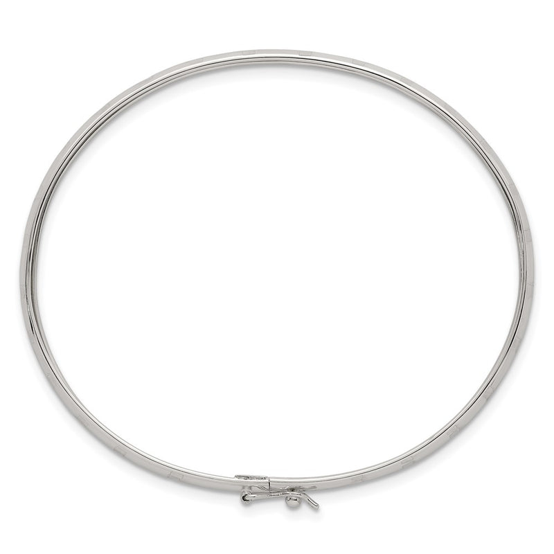 Sterling Silver Polished and Diamond-Cut 4.0mm Flexible Bangle