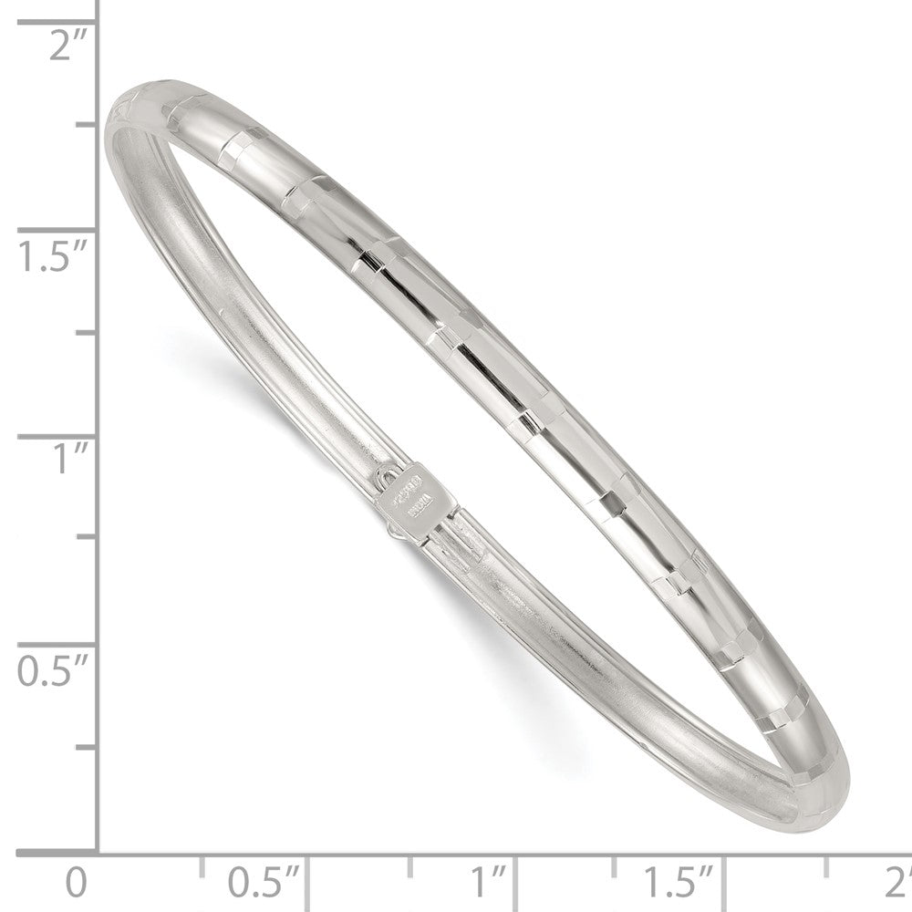 Sterling Silver Polished and Diamond-Cut 4.0mm Flexible Bangle