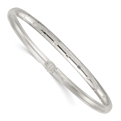 Sterling Silver Polished and Diamond-Cut 4.0mm Flexible Bangle