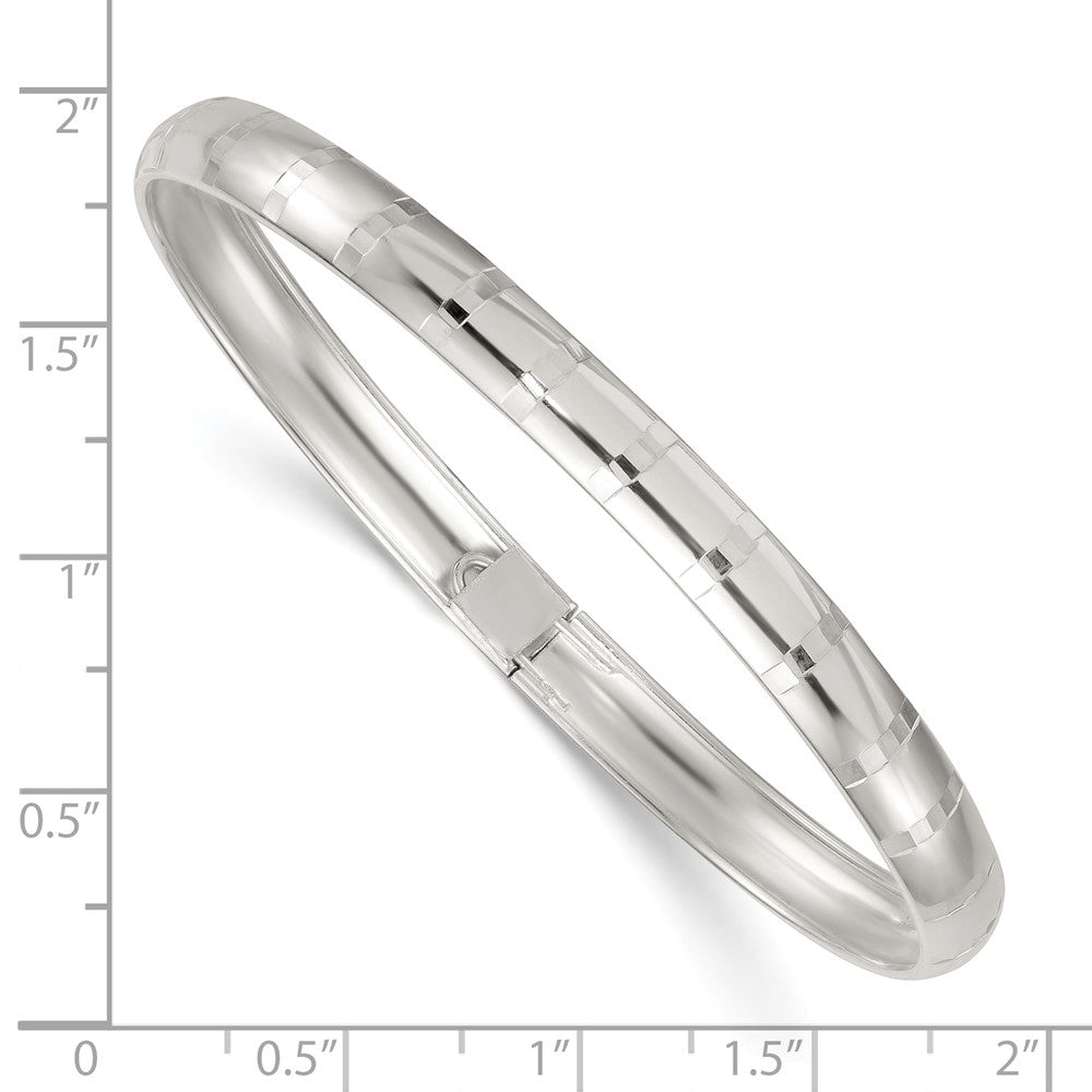 Sterling Silver Polished and Diamond-Cut 6.0mm Flexible Bangle