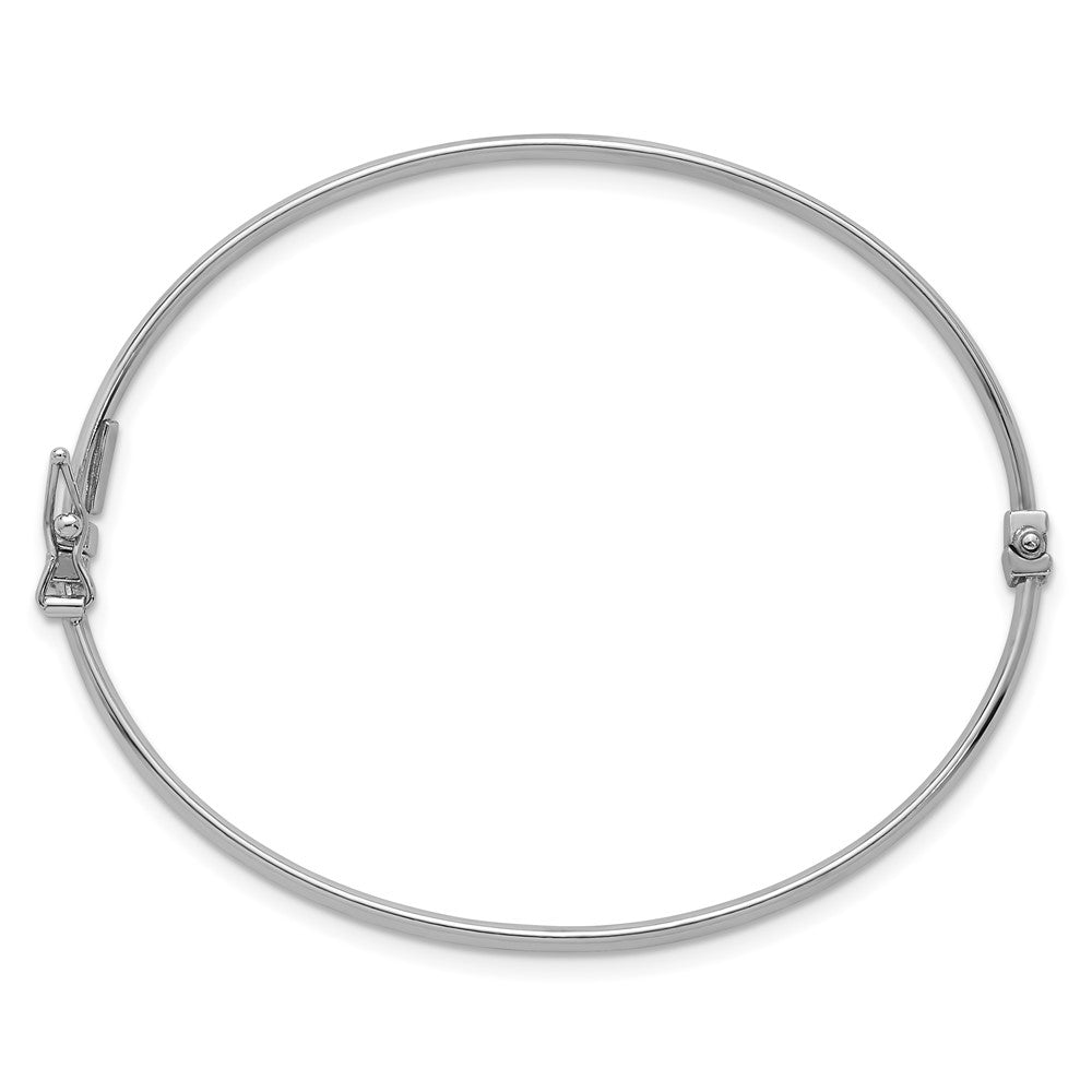Sterling Silver Rhodium Plated Polished Hinged Bangle