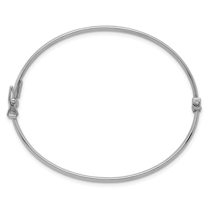 Sterling Silver Rhodium Plated Polished Hinged Bangle