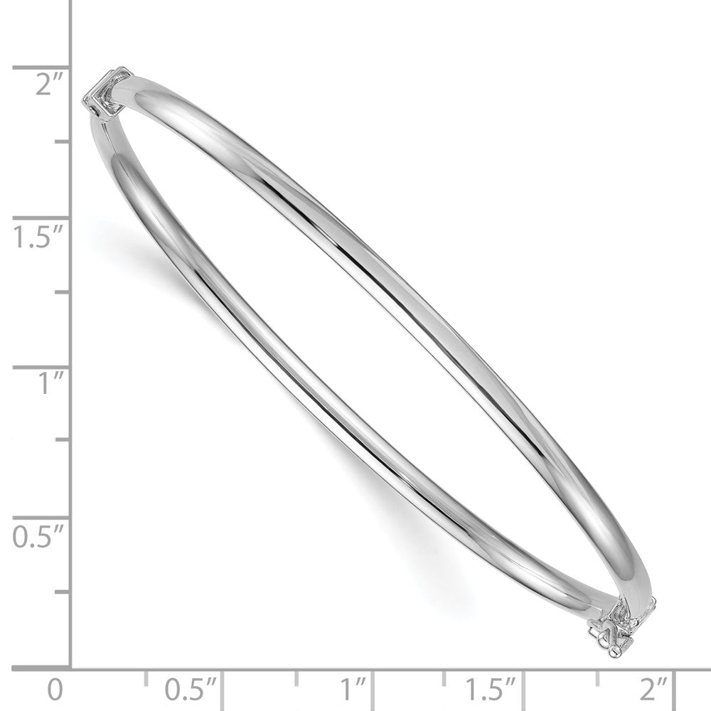 Sterling Silver Rhodium Plated Polished Hinged Bangle